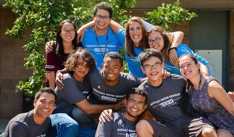 Ten students gathered around on orientation day.